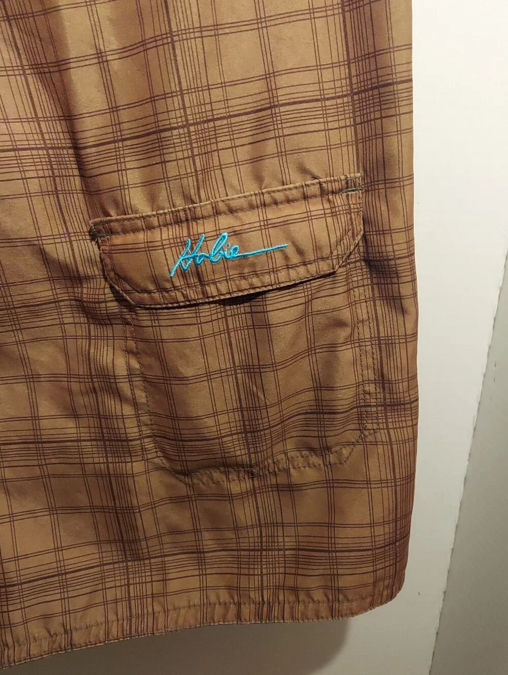 Hobie Plaid Board shorts Mens size 38 Floral Flower Print Boardshorts Cargo